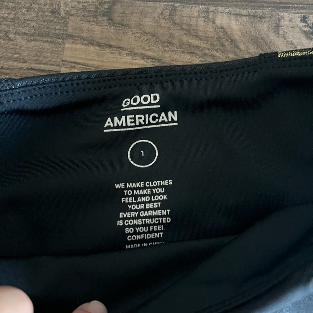 Good American Black Silver and Gold Metallic Panel Leggings - Picture 3 of 6